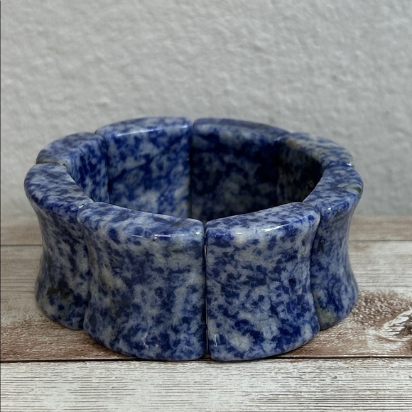 Blue Sodalite Bracelet Tumbled Stone Jewelry Stretch  Gorgeous super chunky sodalite stone bracelet